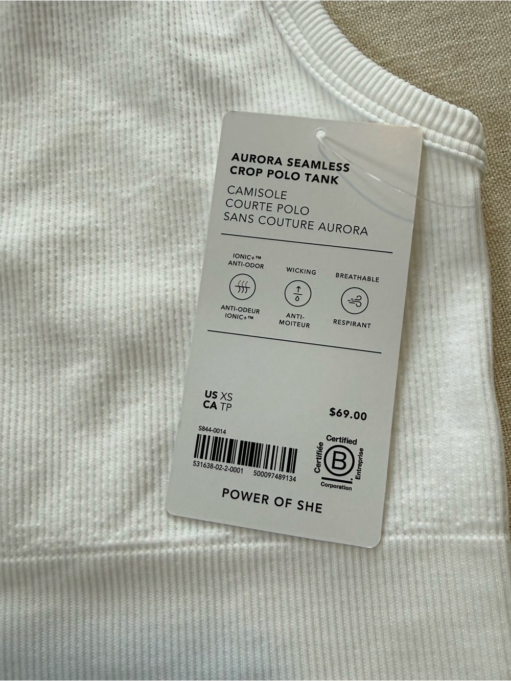 Athleta White Aurora Seamless Crop Polo Tank Size XS Athleisure Activewear - Picture 5 of 7